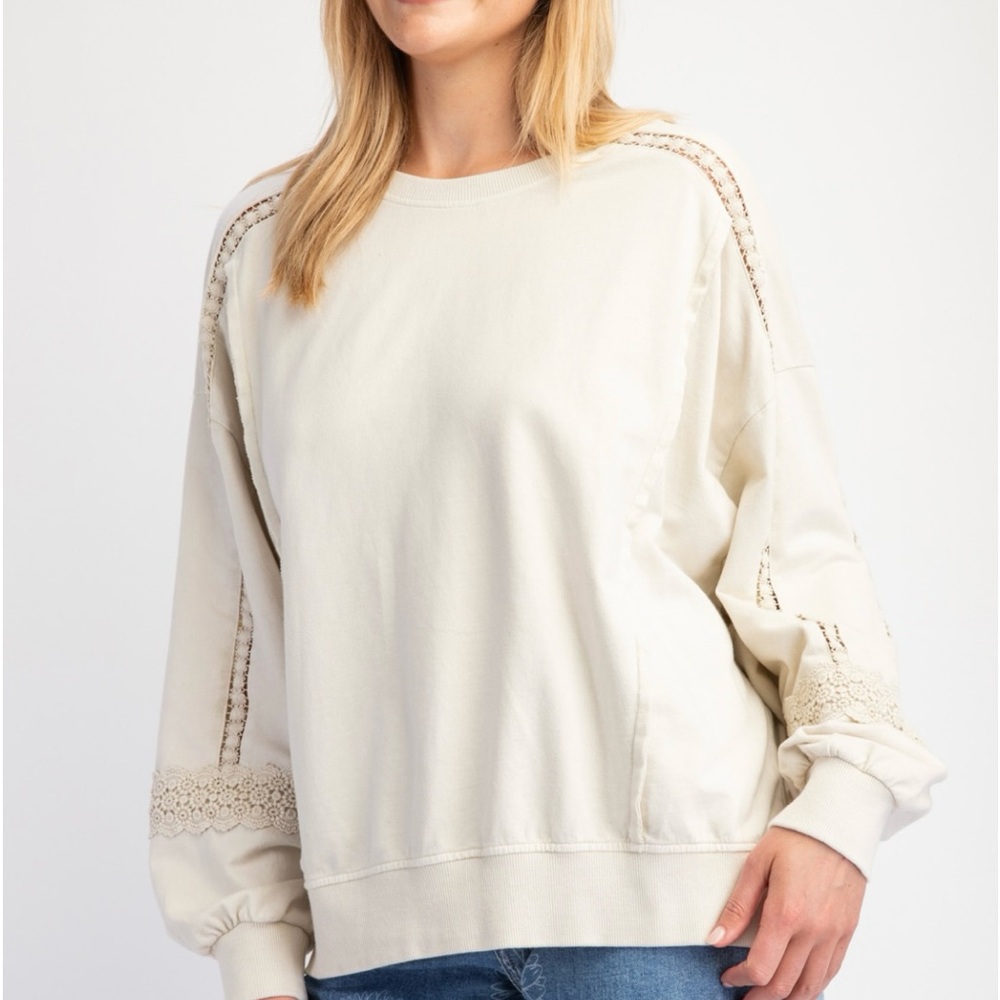 COPY - Cream Lace Detail Sweatshirt